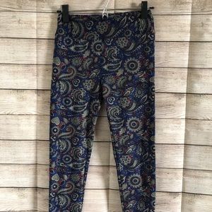 Lularoe leggings one size blue black grey paisley